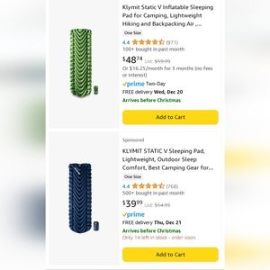 NWT Kylmit Static V sleeping pad